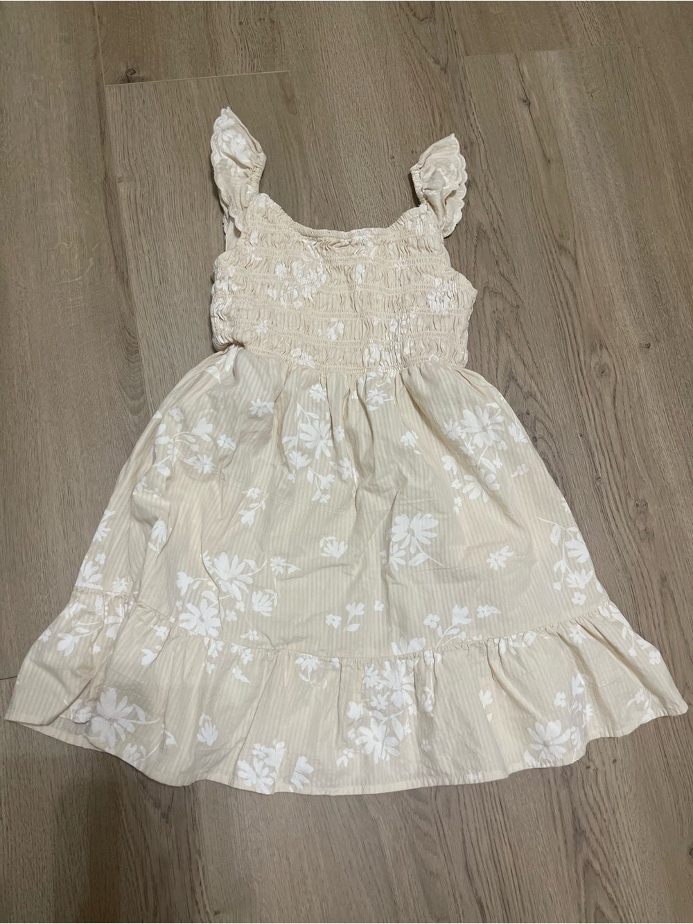 Girls’ Cat & Jack Cream Floral Sundress with Ruffle Straps (M/8)